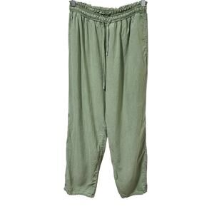 Bella Dahl Smocked Waist Wide Leg Tencel Pants M Sage Green